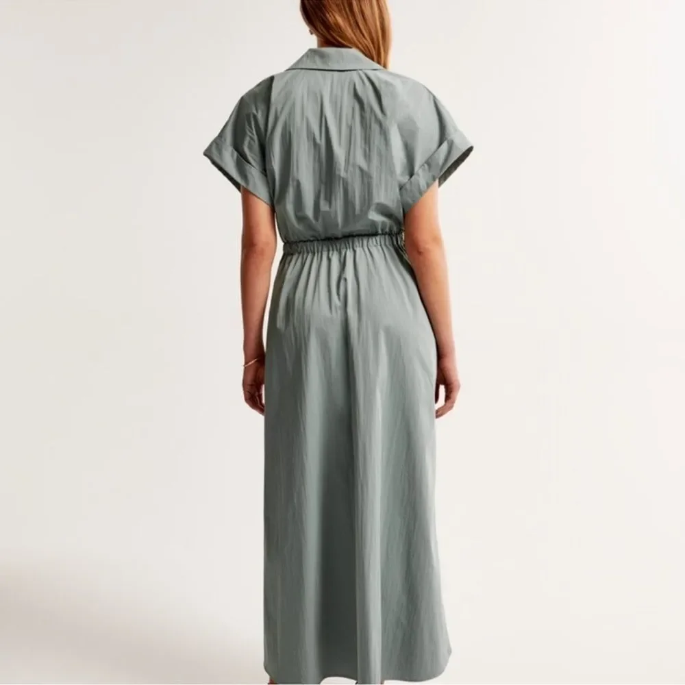 Abercrombie & Fitch Sage Green Utility Maxi Dress